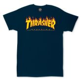 Thrasher Skate Mag Flame Logo Short Sleeve Tee Navy Blue - Blu - Maglietta a maniche corte