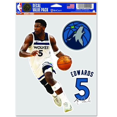 WinCraft NBA Anthony Edwards Minnesota Timberwolves Multi Use Decal - Multicolor - Nálepky