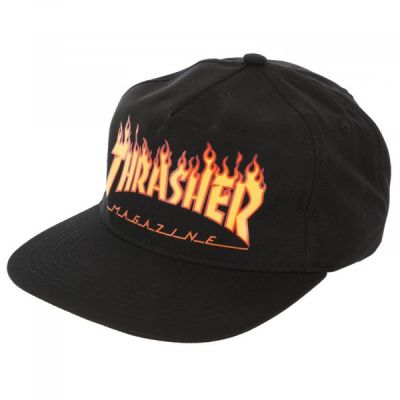 Thrasher Skate Mag Flame Embroidered Snapback - Nero - Cappello