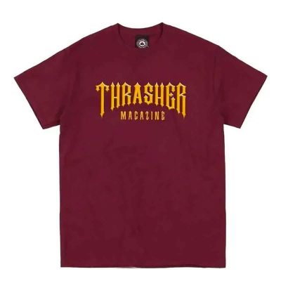 Thrasher Low Low Logo Tee Maroon - Marrone - Maglietta a maniche corte