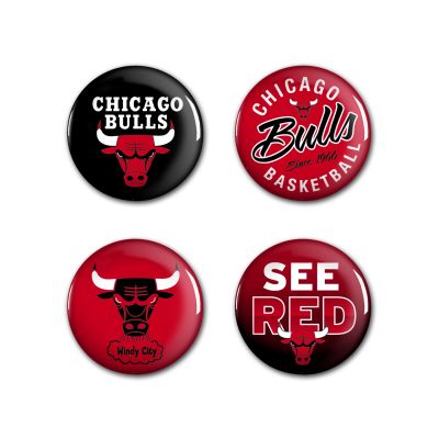 WinCraft NBA Chicago Bulls Button 4 Pack - Rosso - Odznaky