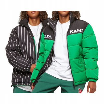 Karl Kani Retro Block Reversible Puffer Jacket Green/Black/White - Verde - Giacca