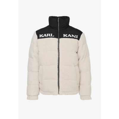 Karl Kani Retro Teddy Puffer Jacket Light Sand/Black - Blanc - Giacca