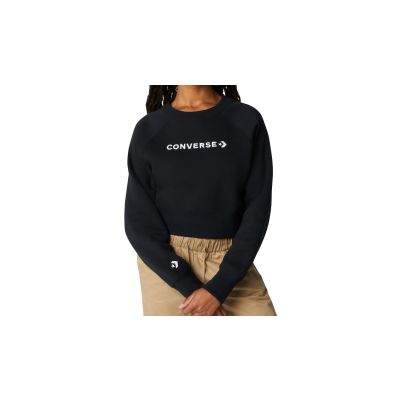 Converse Wordmark Fleece Crew Neck Sweatshirt - Nero - Hoodie