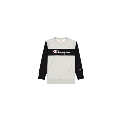 Champion Colour Block Kangaroo Pocket Reverse Weave Sweatshirt - Grigio - Hoodie