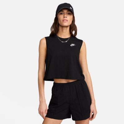 Nike Sportswear Club Wmns Sleeveless Cropped Top Black - Nero - Maglietta a maniche corte