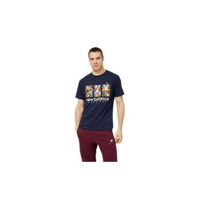 New Balance Hoops Abstract Graphic T-Shirt - Blu - Maglietta a maniche corte