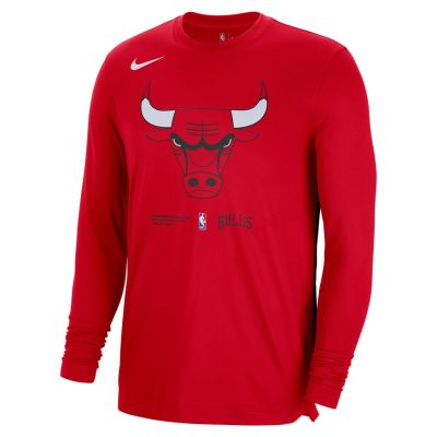 Nike Dri-FIT NBA Chicago Bulls Long-Sleeve Top - Rosso - Maglietta a maniche corte