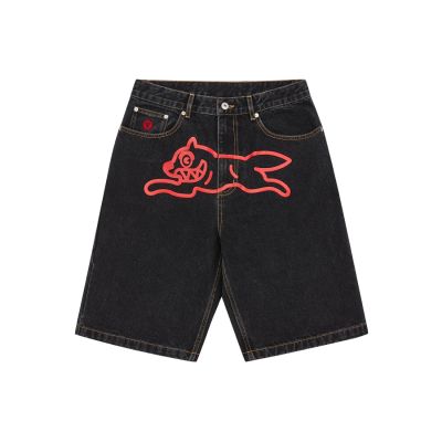 ICECREAM Running Dog Denim Shorts - Nero - Pantaloncini ICECREAM Running Dog Denim Shorts - Nero - Pantaloncini