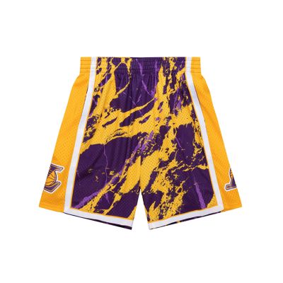Mitchell & Ness NBA Los Angeles Lakers Team Marble Swingman Shorts - Viola - Pantaloncini