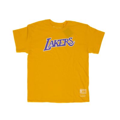 Mitchell & Ness Worn Logo / Wordmark Tee Los Angeles Lakers - Giallo - Maglietta a maniche corte